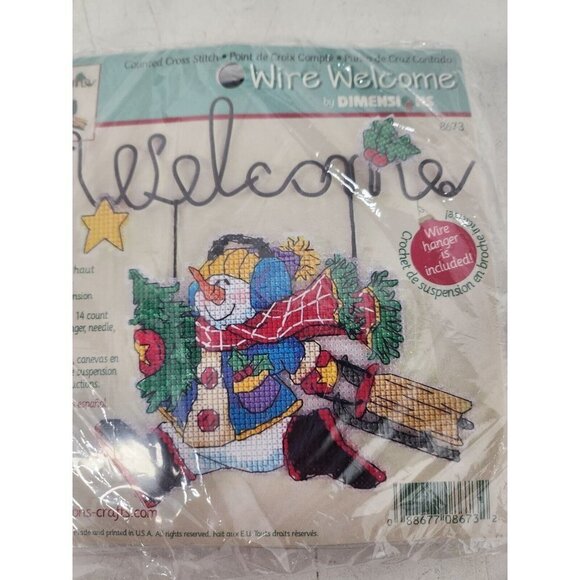 Dimensions Wire Welcome Santa Claus Snowman Greetings Counted Cross Stitch Kit - Picture 8 of 9